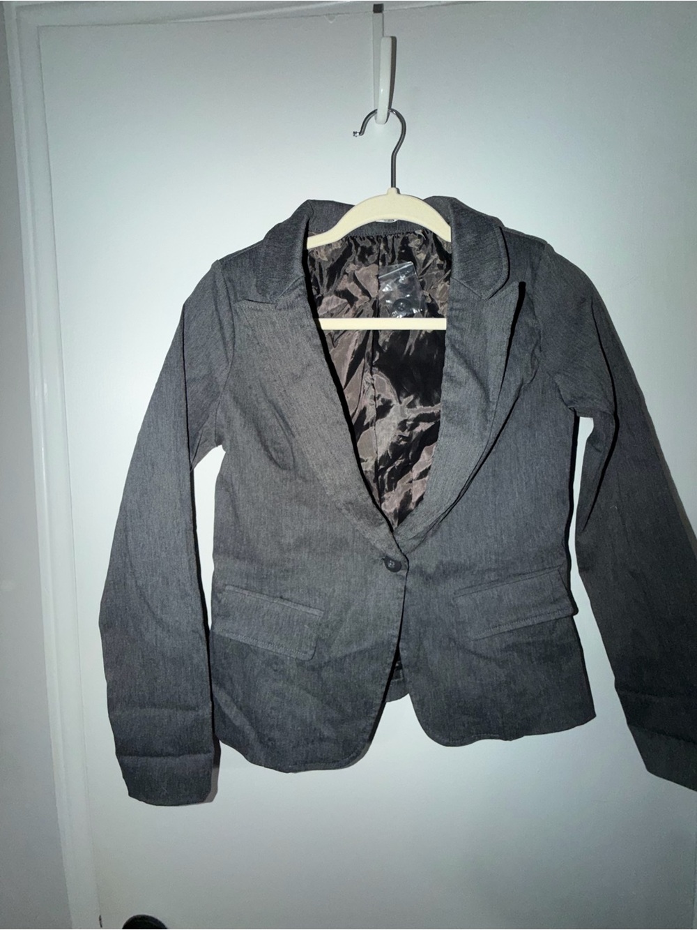 Women's Charcoal Gray Single-Button Blazer